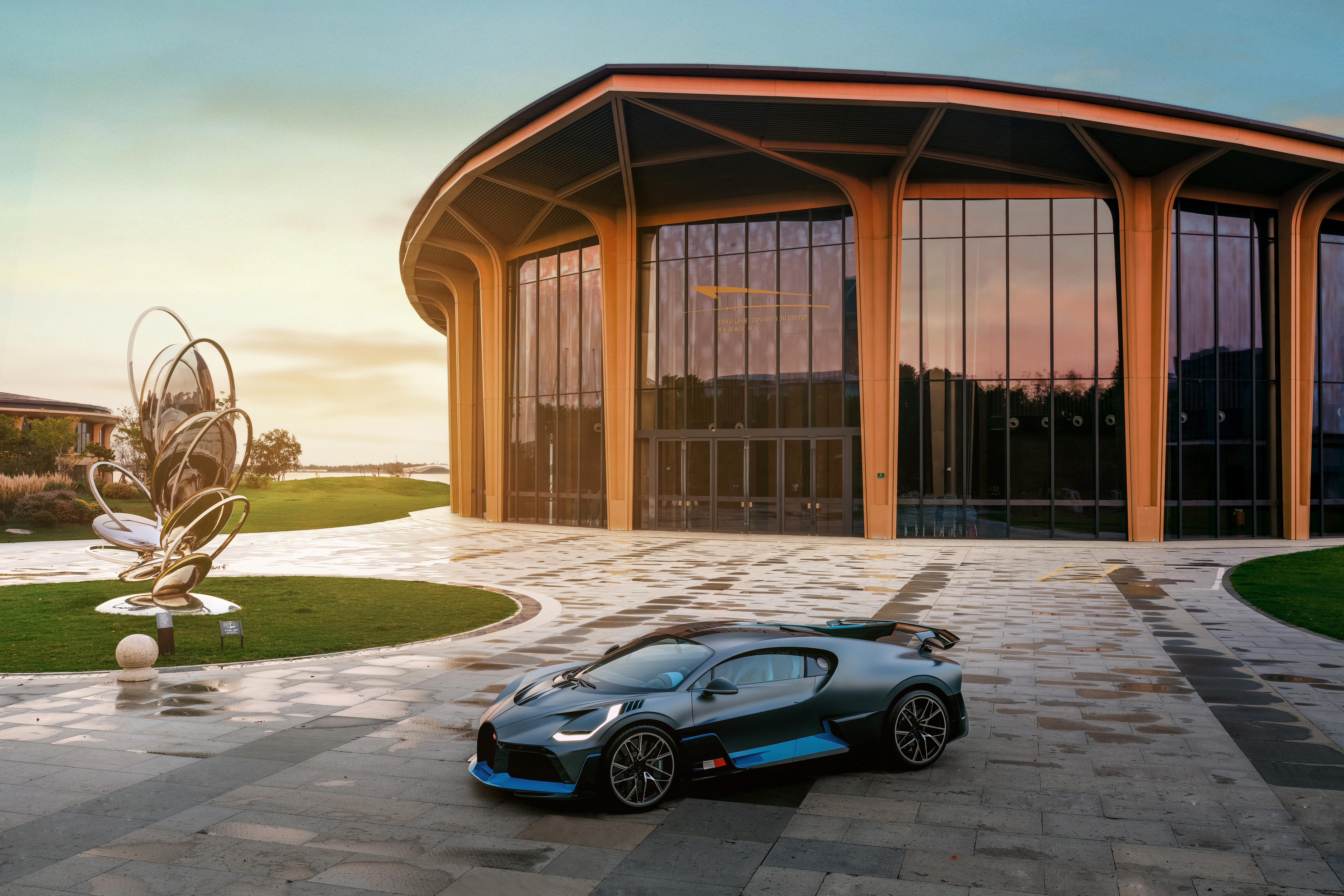 The Bugatti Divo stopped at Shanghai’s Lingang Innovation Hub.